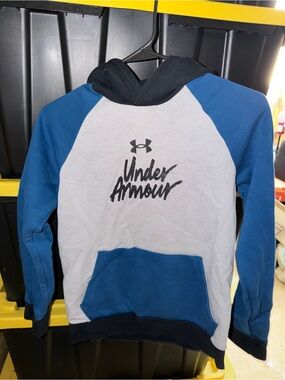 Under Armour Blue White Black Kids Pullover Hoodie